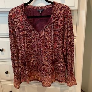 NWOT LUCKY BRAND BOHO BLOUSE in Dark Maroon, Size L